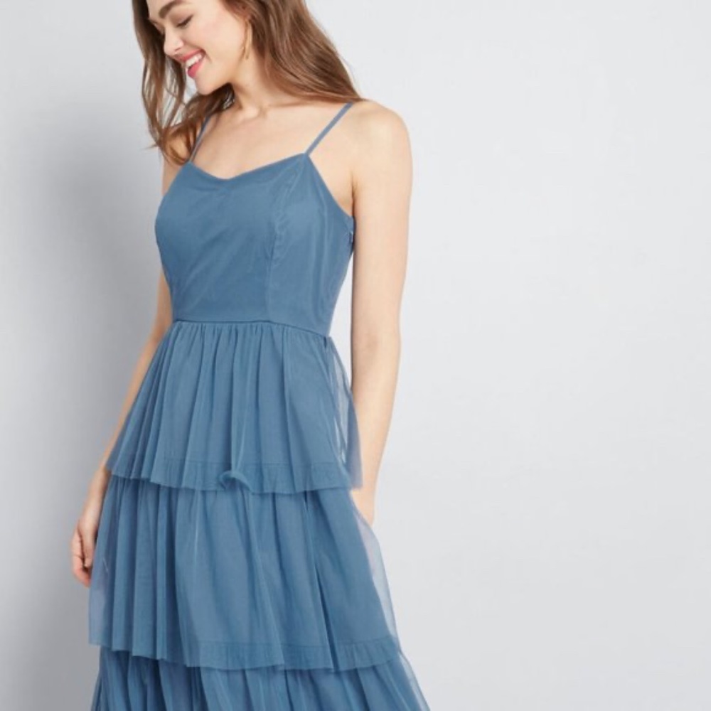 ModCloth Heavenly Haute Tiered Maxi Dress in Blue